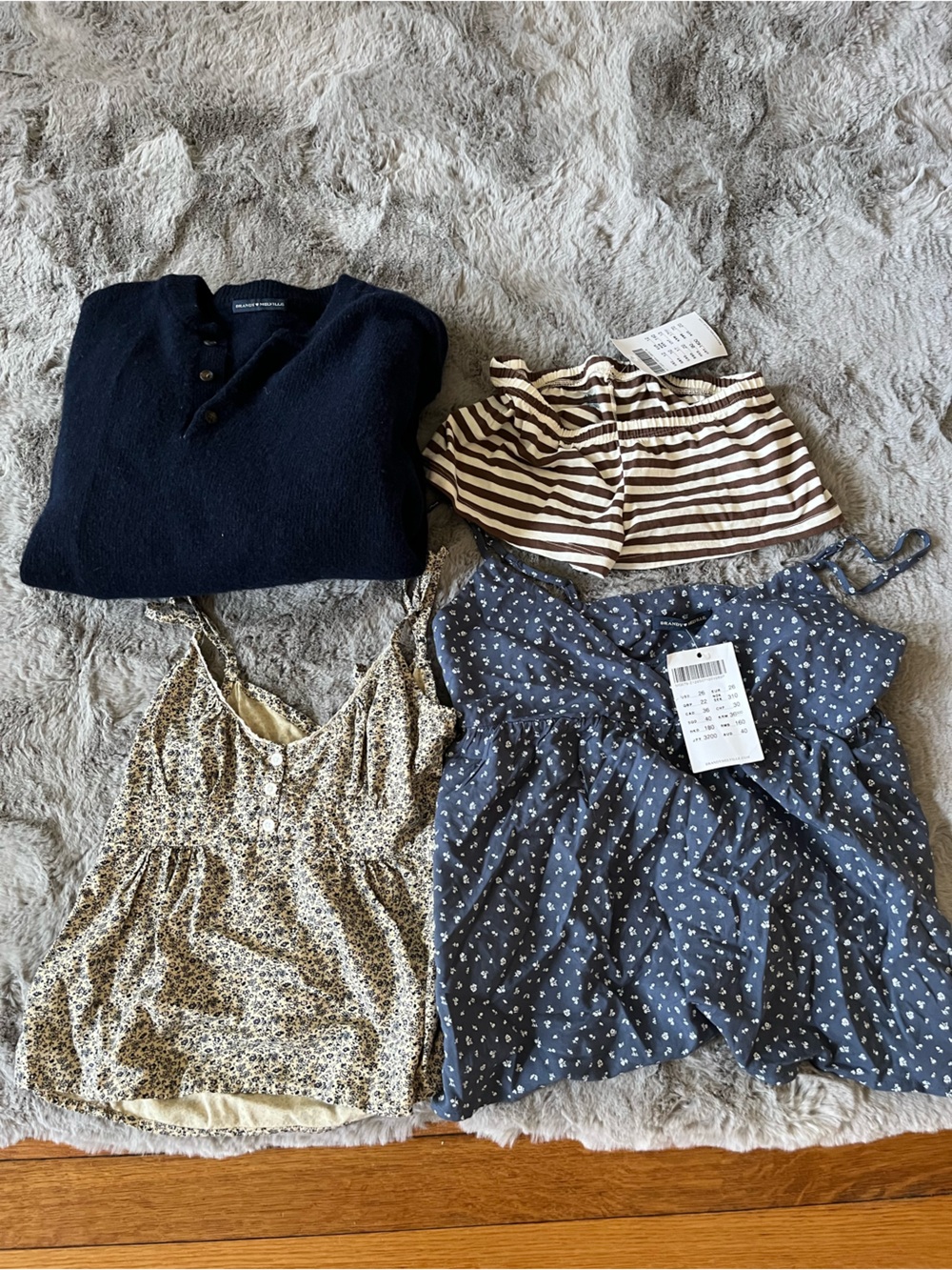 Brandy Melville Bundle of 4 (2 tops, 1 sweater, 1 sleep shorts) new with tags
